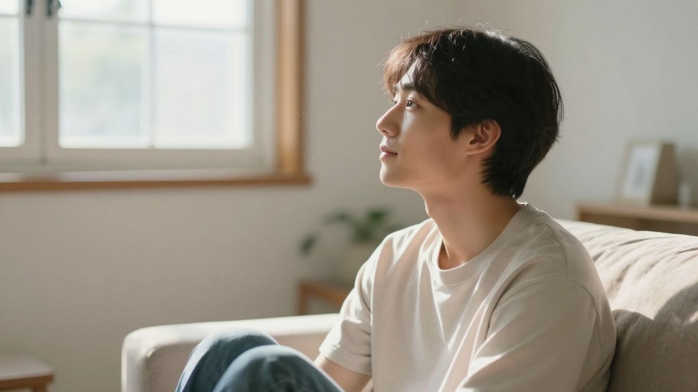 Person calmly experiencing sunlight, symbolizing healing and peace.