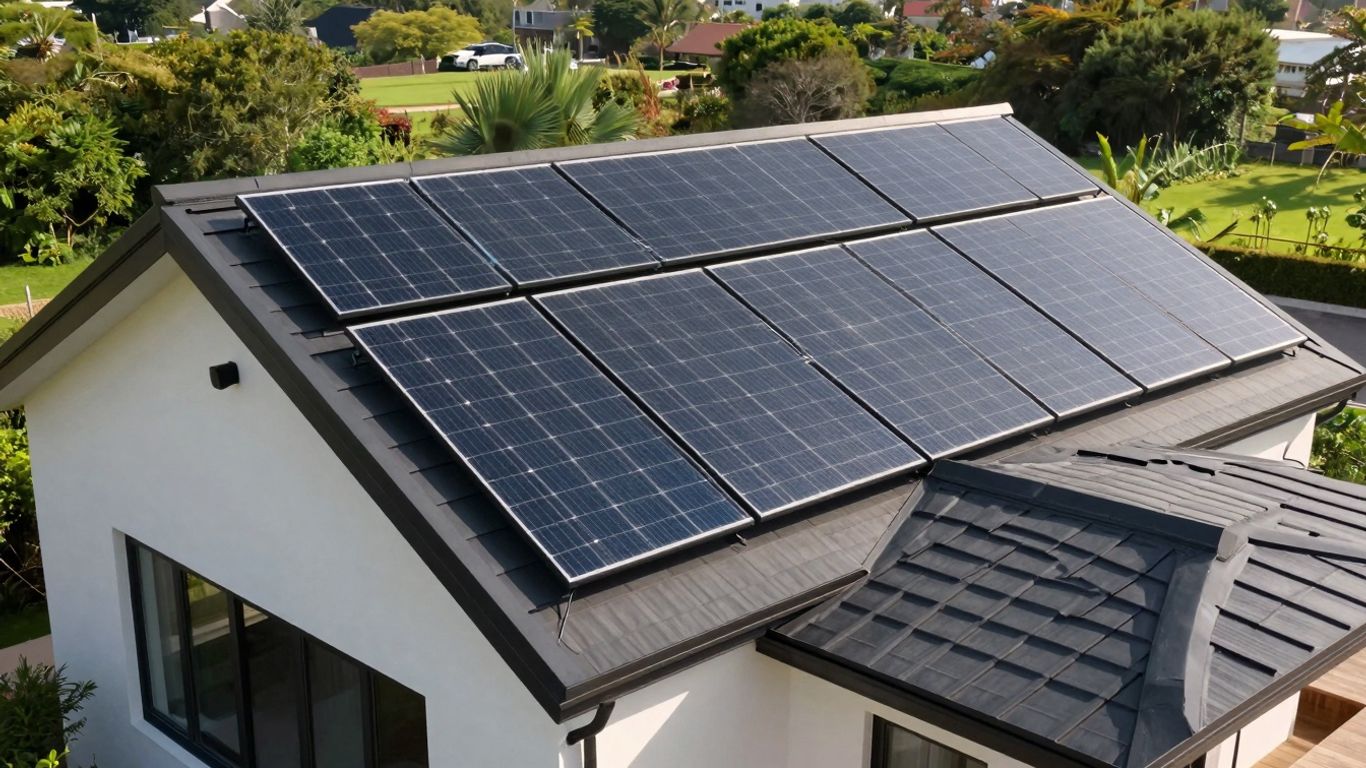 Toit design avec tuiles solaires Tesla.