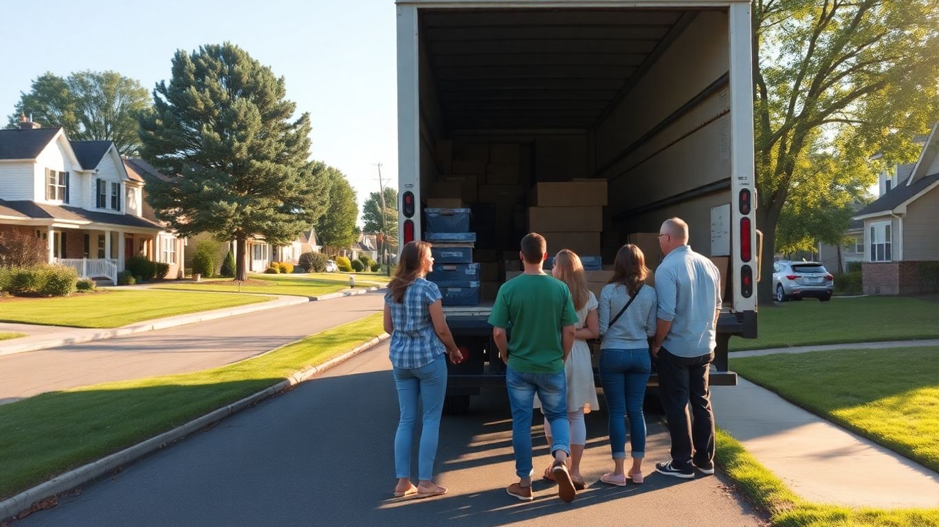 Moving truck and family in Freehold, NJ
