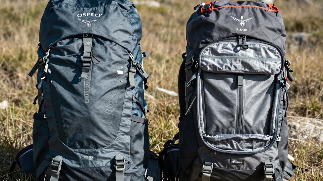 Osprey Aether 70 and Gregory Baltoro 75 backpacks side-by-side.