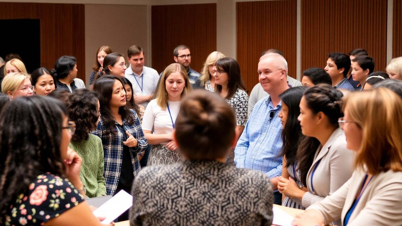 People connecting at a health forum in Australia.