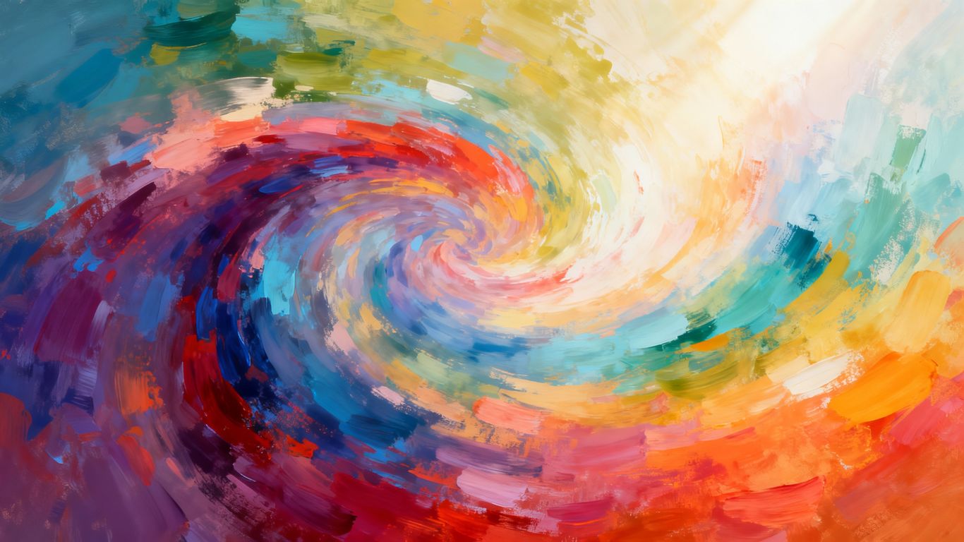 Abstract colorful swirl representing a branded learning experience.