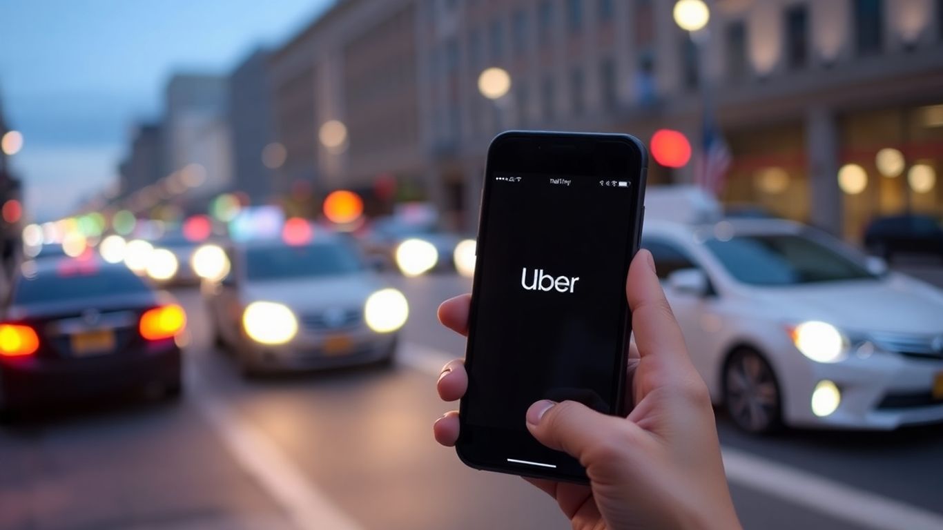 Pessoa usando o aplicativo Uber no celular