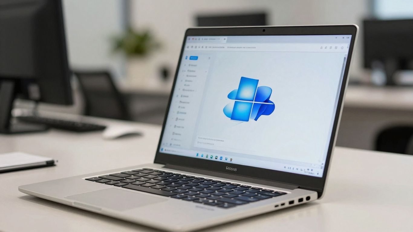 Logo de Windows 10 en una pantalla de portátil.