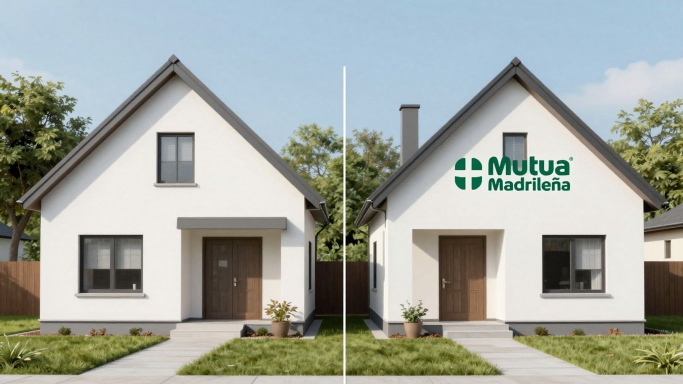 Comparación visual de seguros de hogar Caser y Mutua Madrileña.