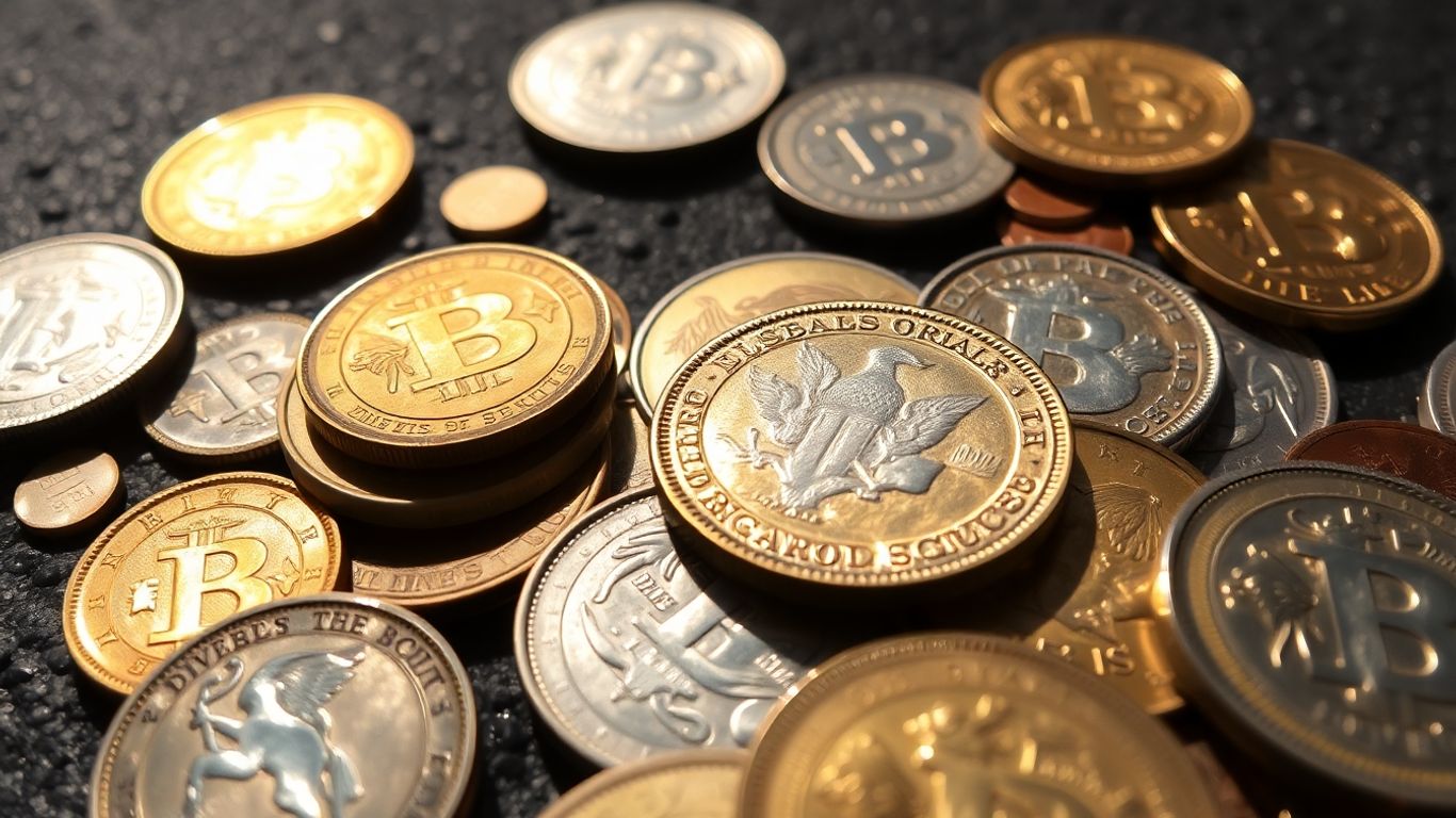 Rare coins on a dark surface