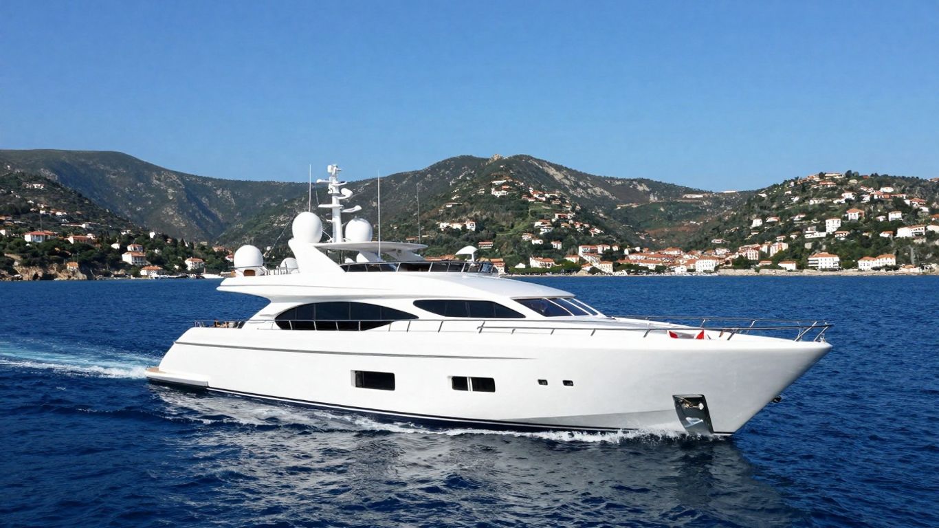 Luxurious yacht sailing in the Mediterranean Sea.