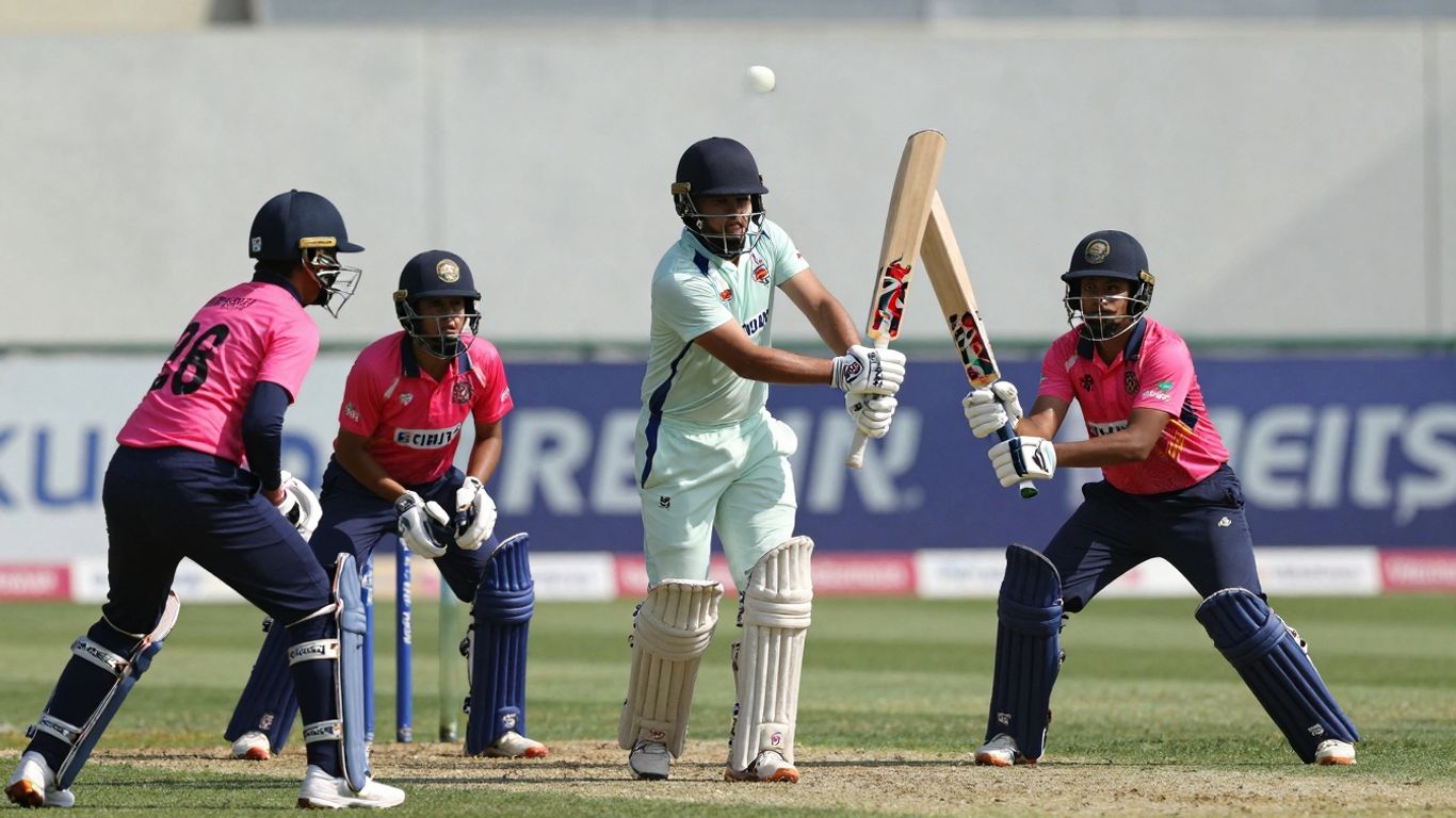 Young cricketers playing a match with focus and skill.