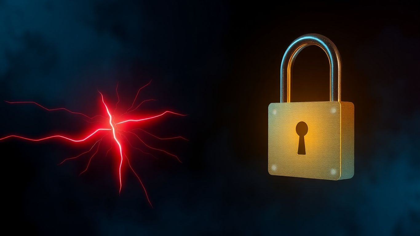 Cracked padlock symbolizing a security vulnerability.