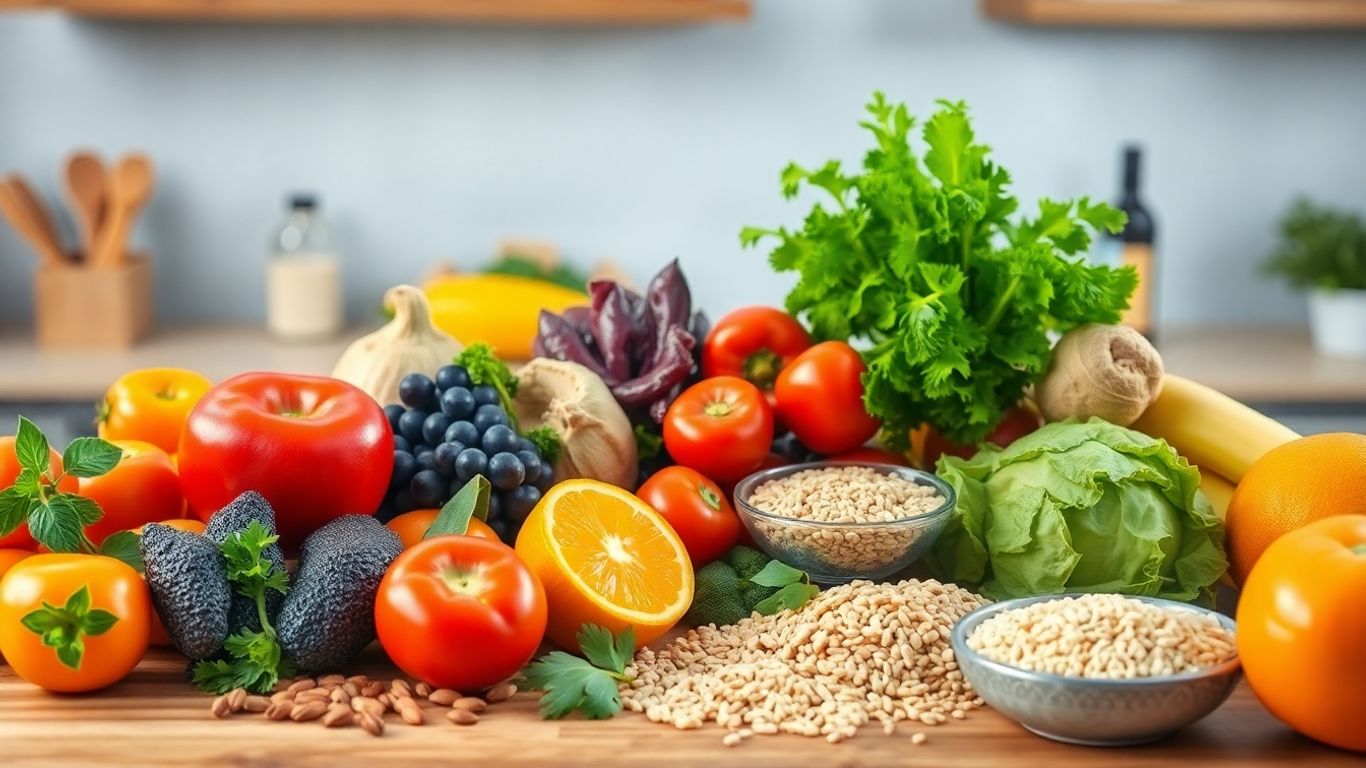 Fresh ingredients on a kitchen counter.