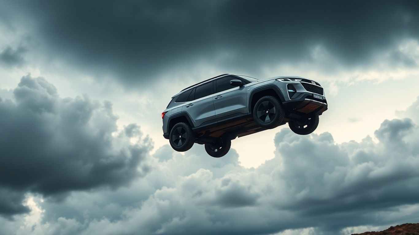 Lucid Gravity SUV in flight