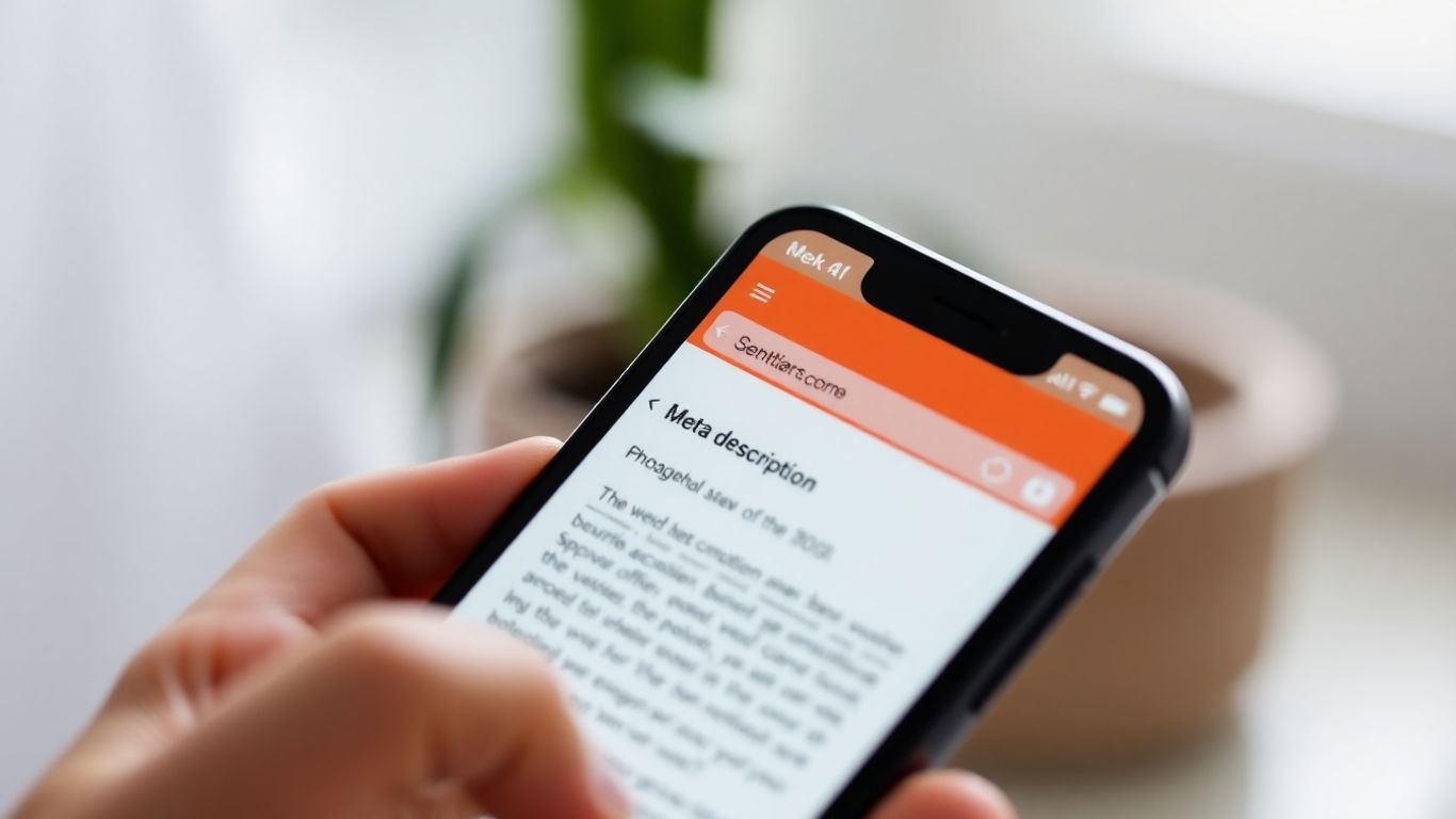 Smartphone displaying meta description with targeted offer.