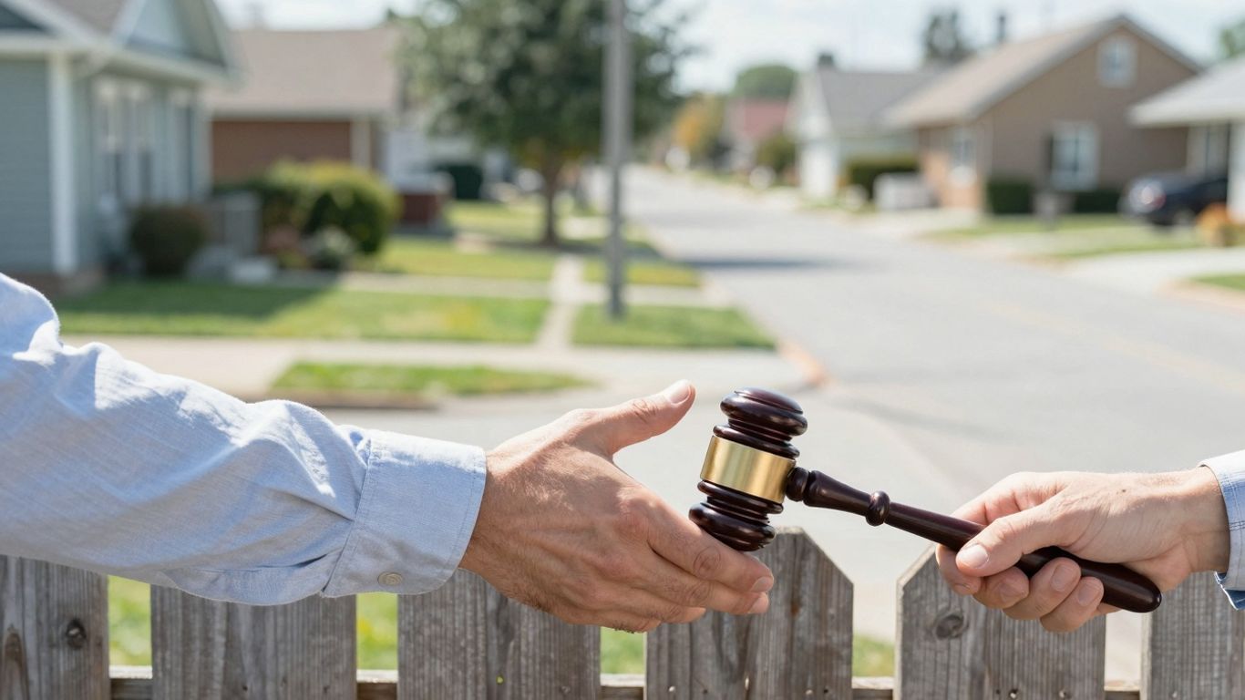 Two hands meeting over a fence, one offering a handshake.