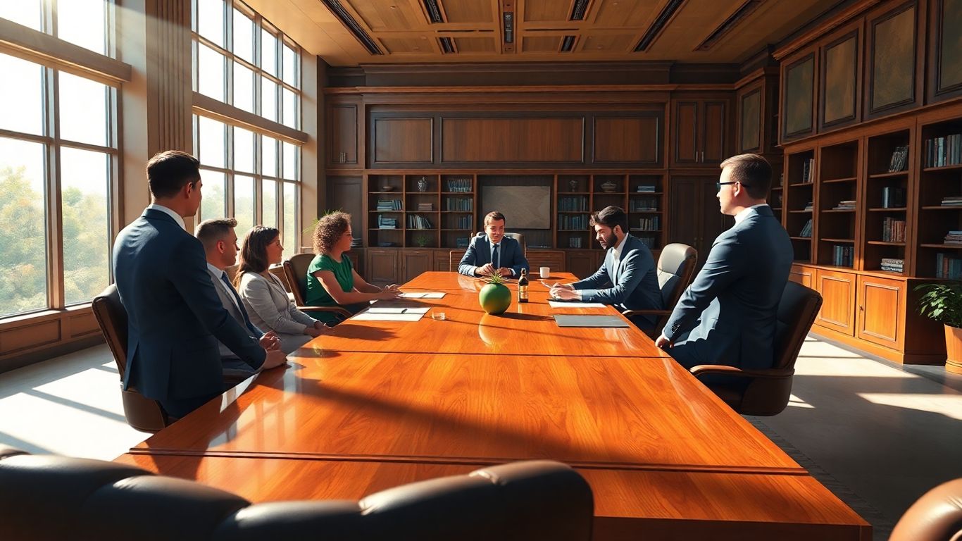 Family office professionals discussing private equity investments.