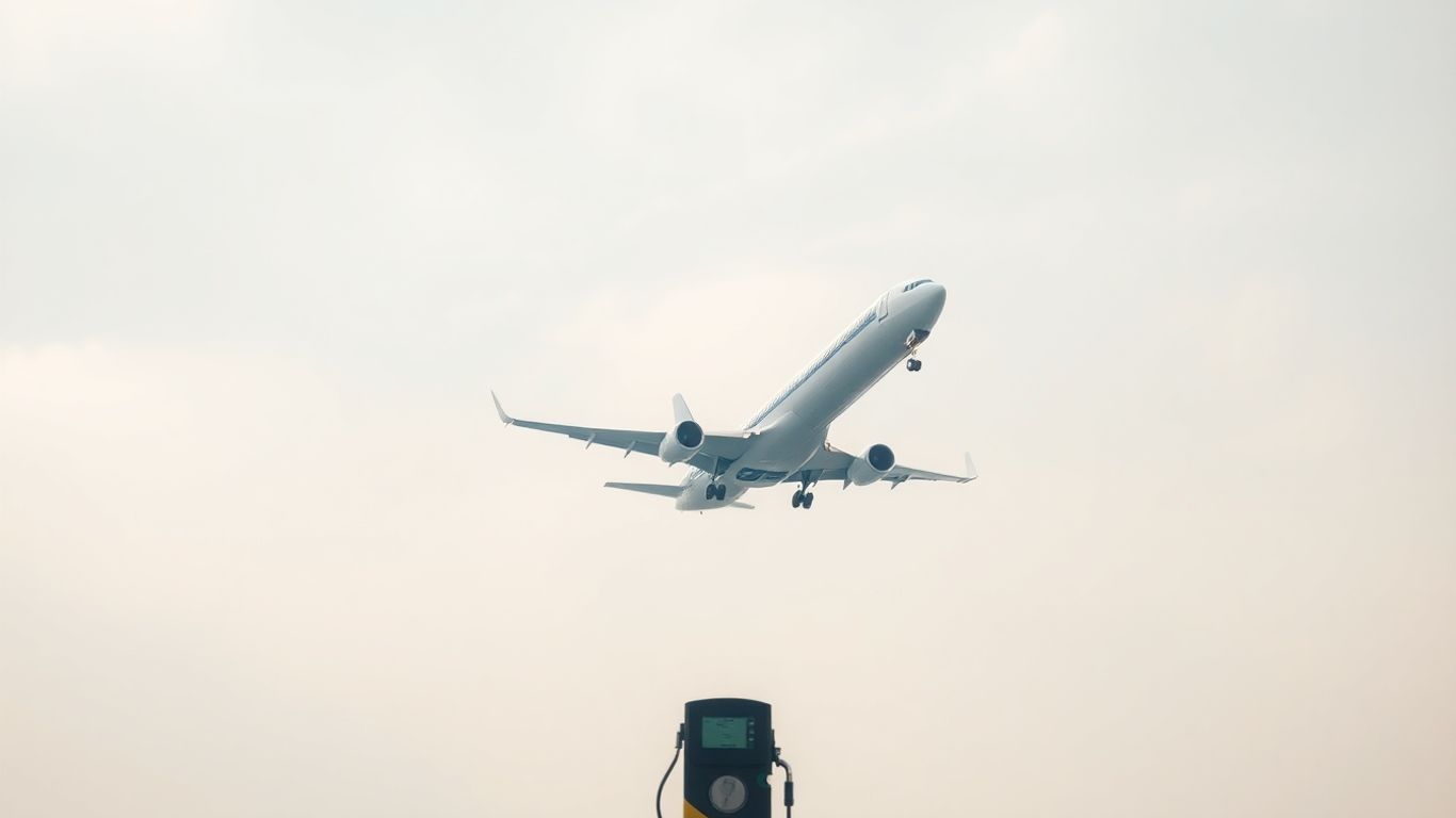 Avion dans le ciel avec des enjeux de pollution et de taxation.
