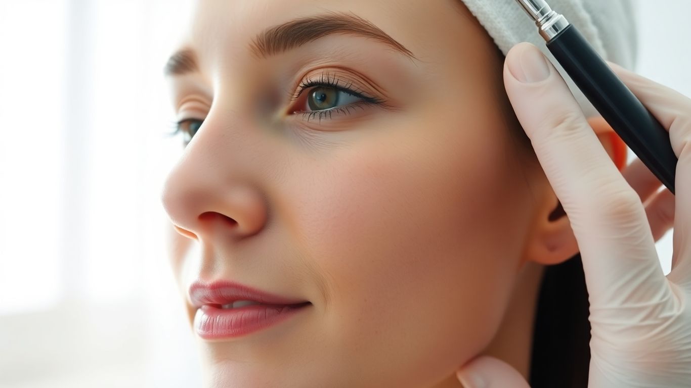 Dermatologista examinando pele saudável e radiante.