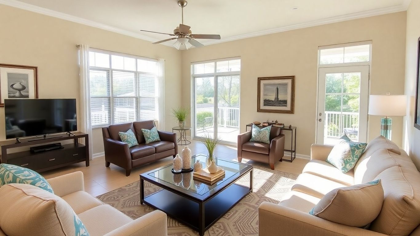 Modern Orlando Airbnb living room with stylish furniture.