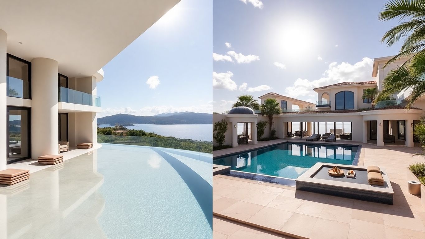 Condo interior versus villa exterior, luxury property comparison.