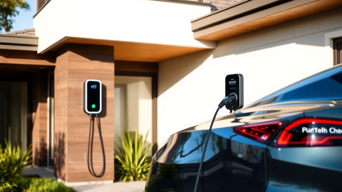 Borne de recharge électrique à domicile pour voiture.