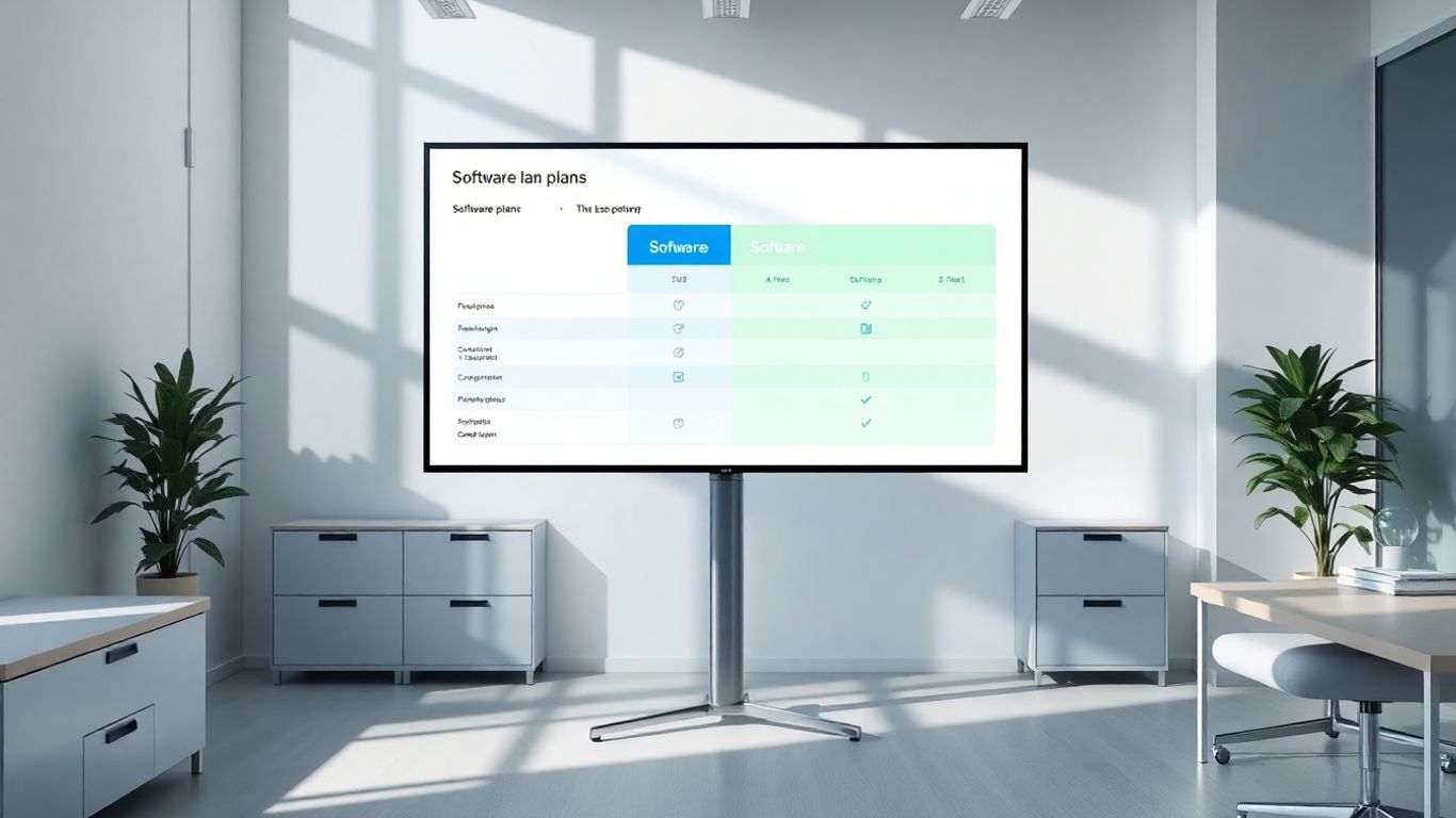 Zoho plan comparison on a monitor.