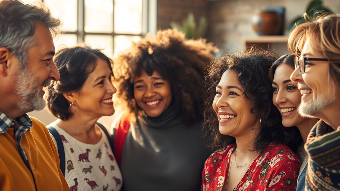 Diverse Australians connecting and communicating.