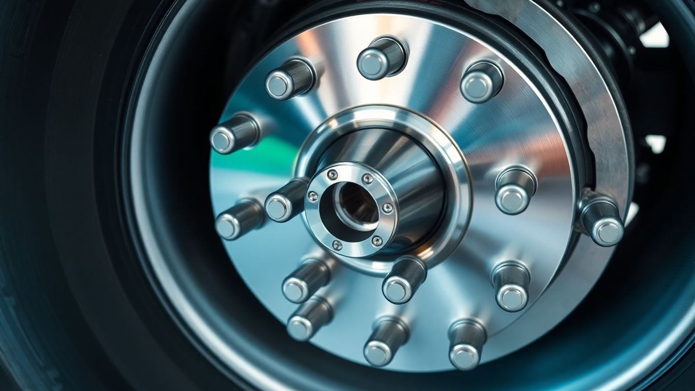 Truck wheel hub assembly close-up