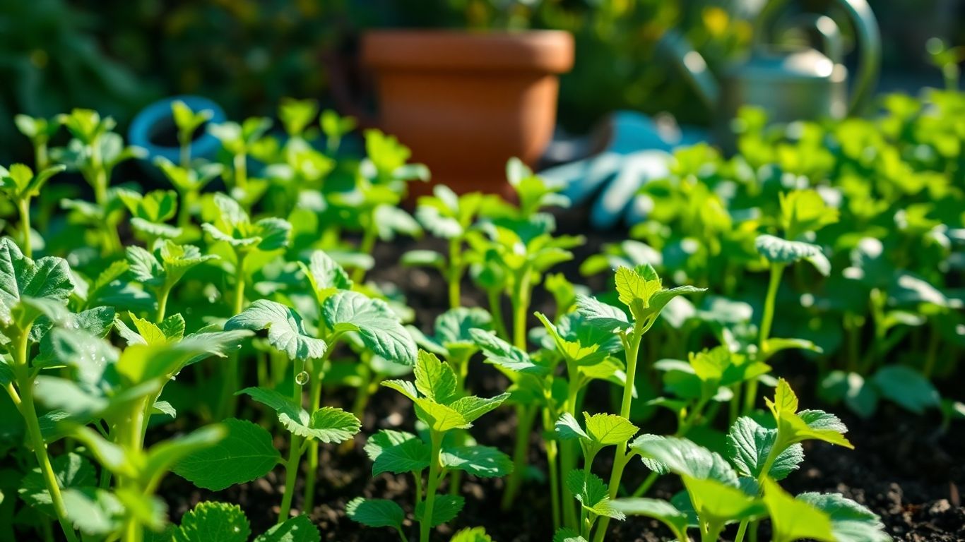 A beginner's garden with young green plants.