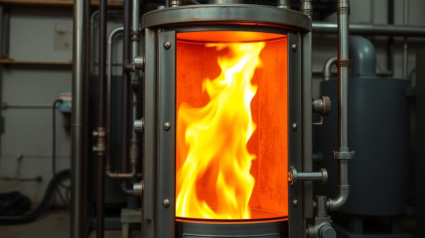 Industrial oil-fired thermic fluid heater in a factory