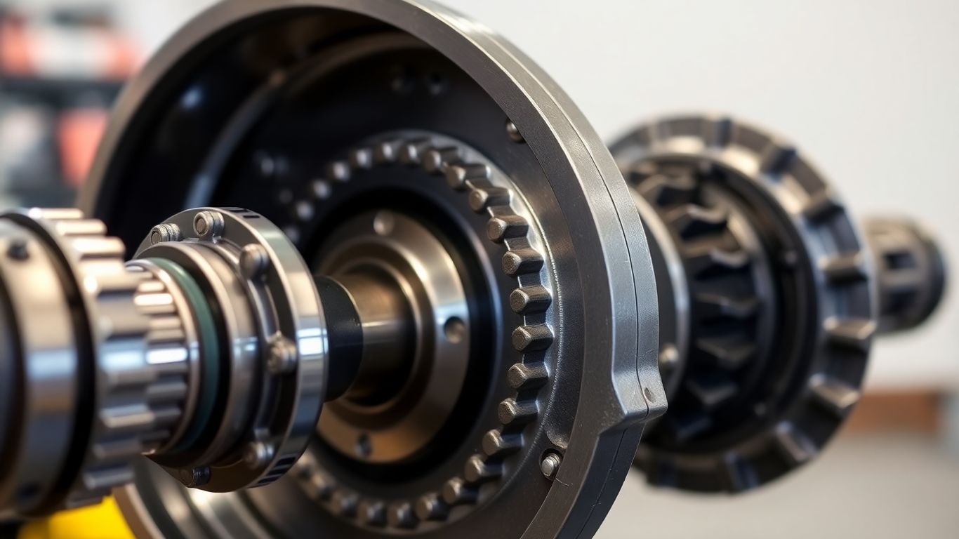 Ford differential assembly with visible gears and metallic housing.