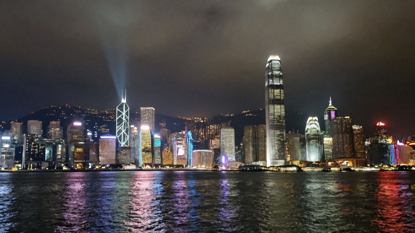 Hong Kong skyline at night with Symphony of Lights.