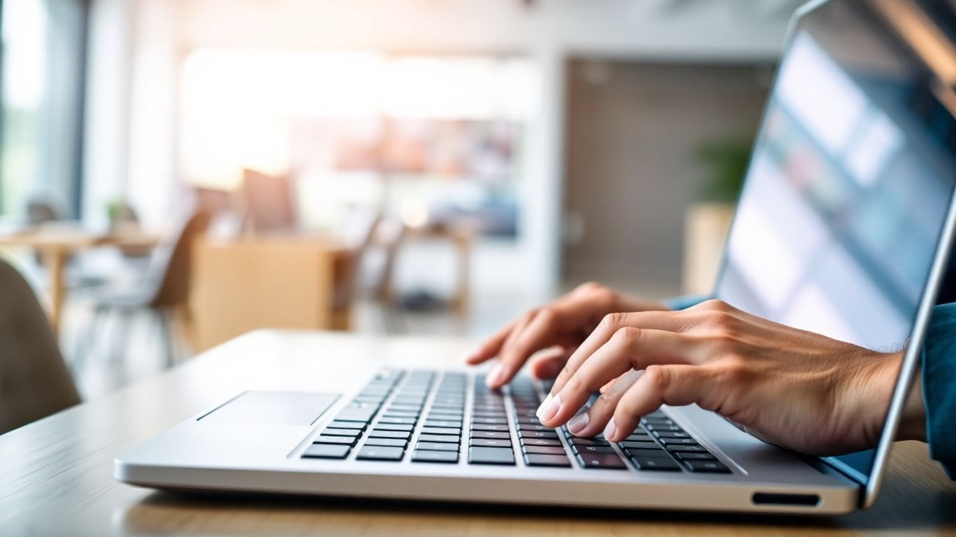 Hands using laptop for LinkedIn Sales Navigator