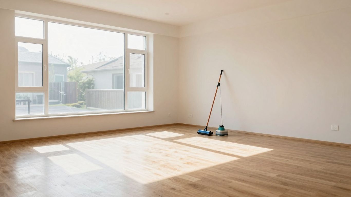 Newly built house interior after post-construction cleaning.