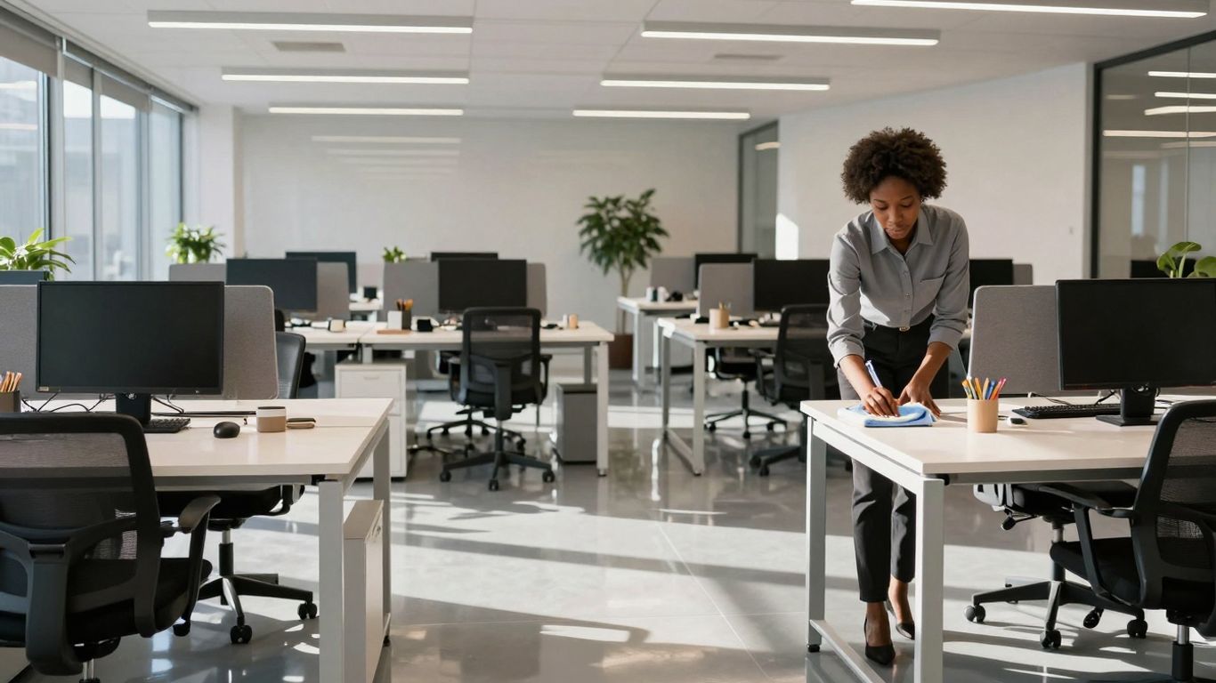 Profesionálne upratovanie kancelárií, čisté pracovné prostredie.