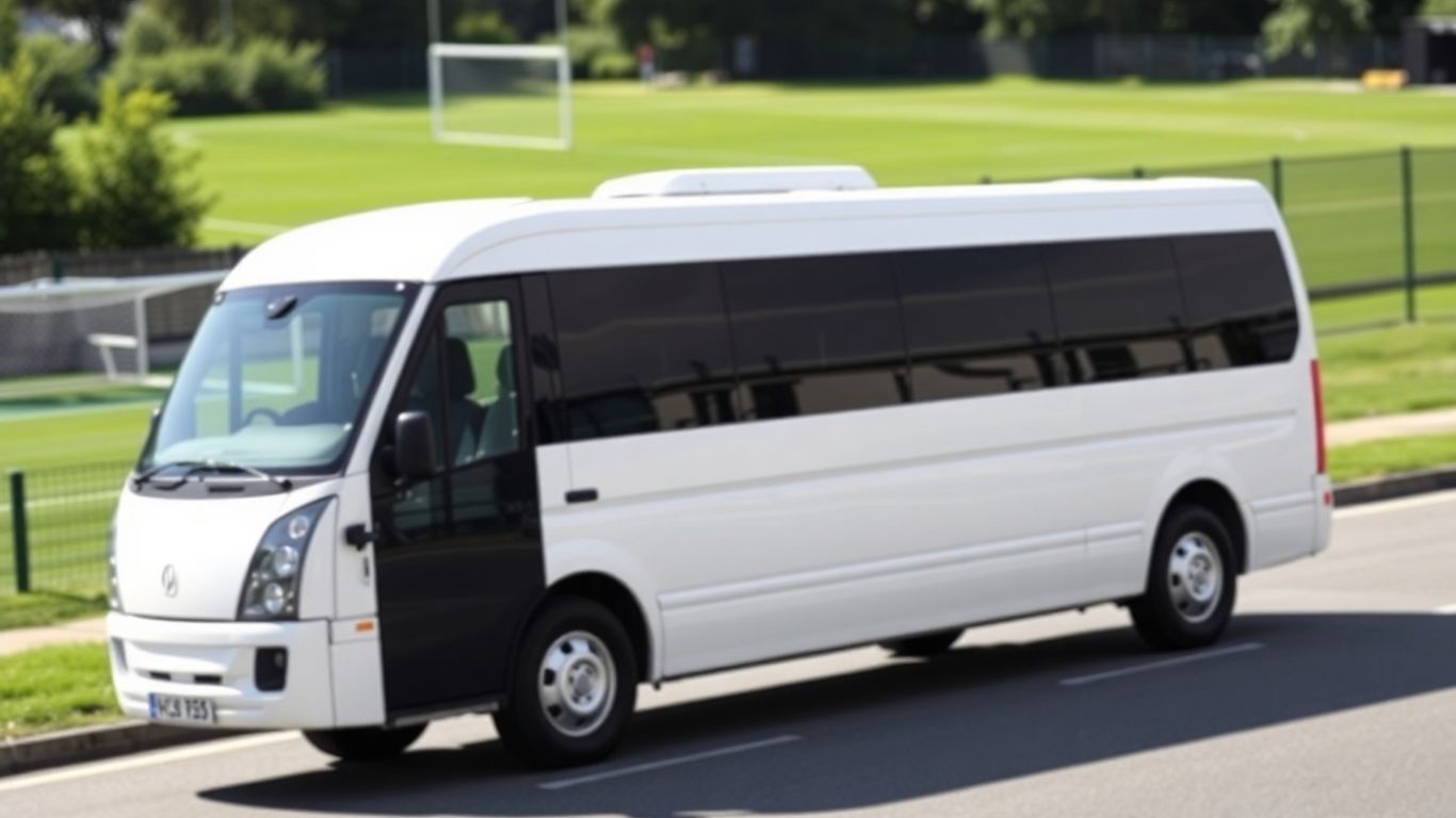 Minibus parked near a sports field in Slough.