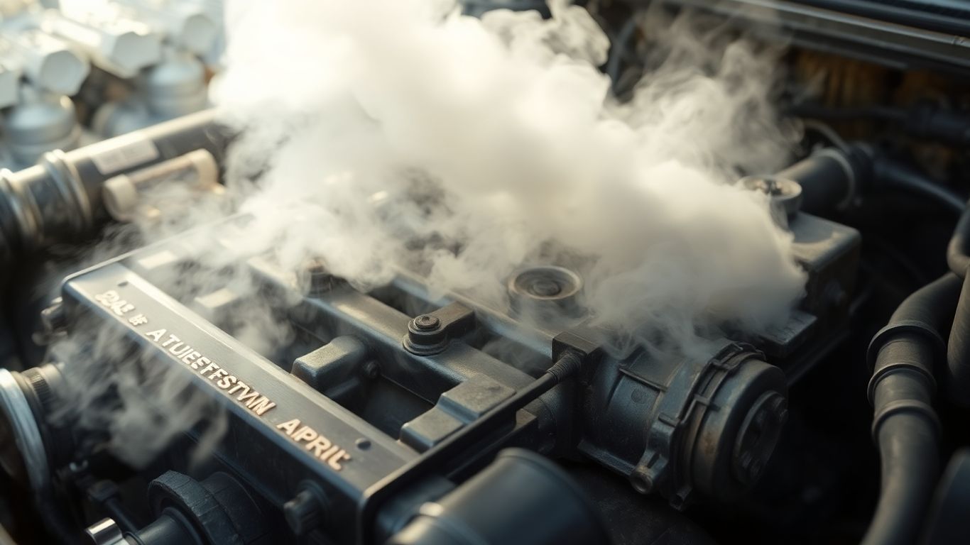 Car engine with smoke, indicating power loss.