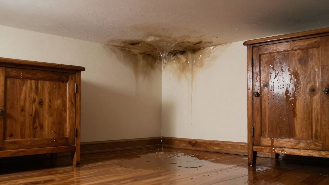 Daños por agua en el interior de una casa.