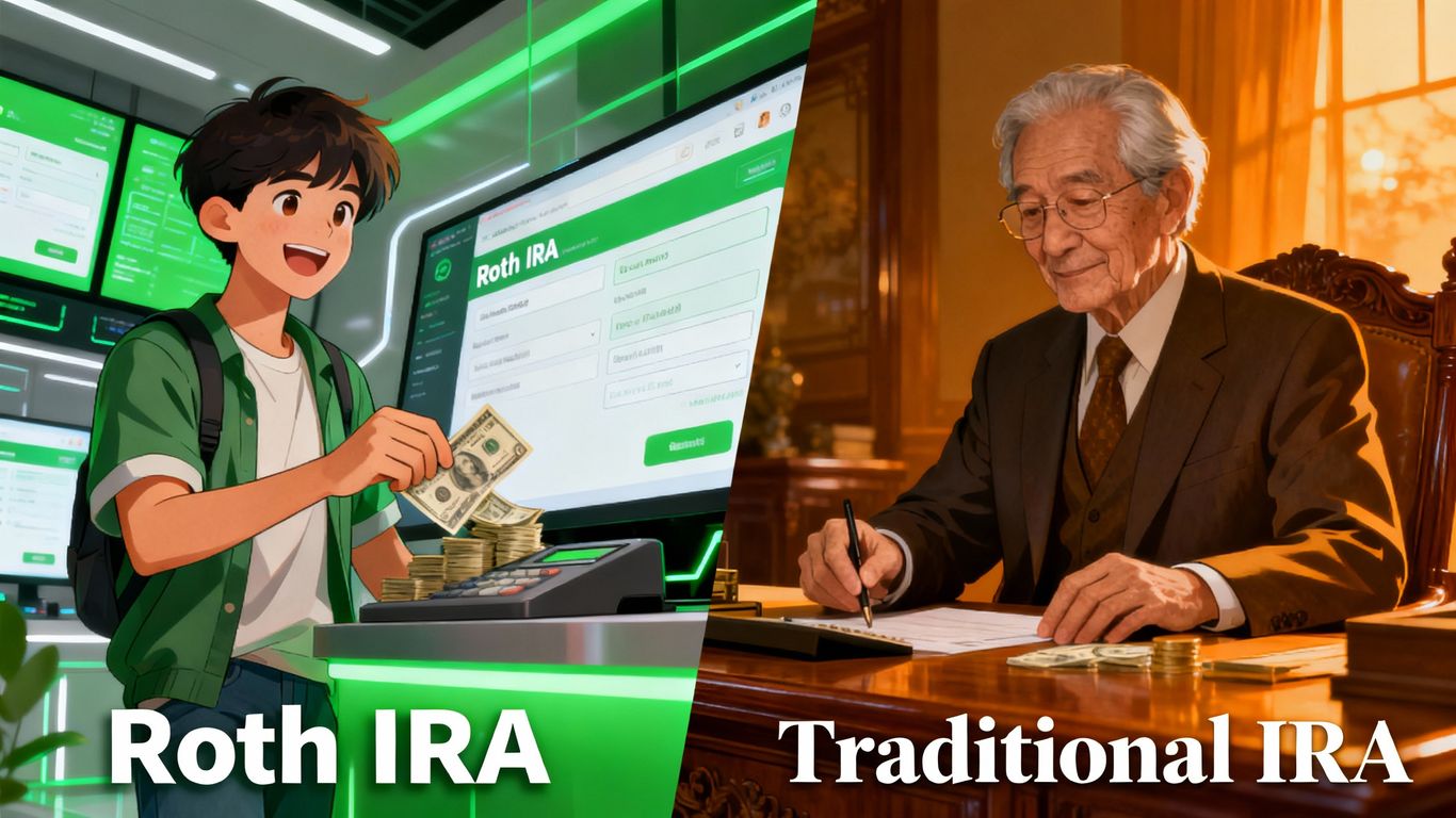 Roth IRA versus Traditional IRA comparison image.