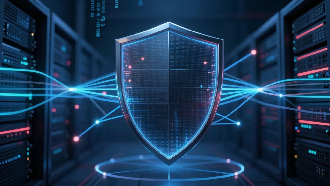 Digital shield protecting network servers from threats.