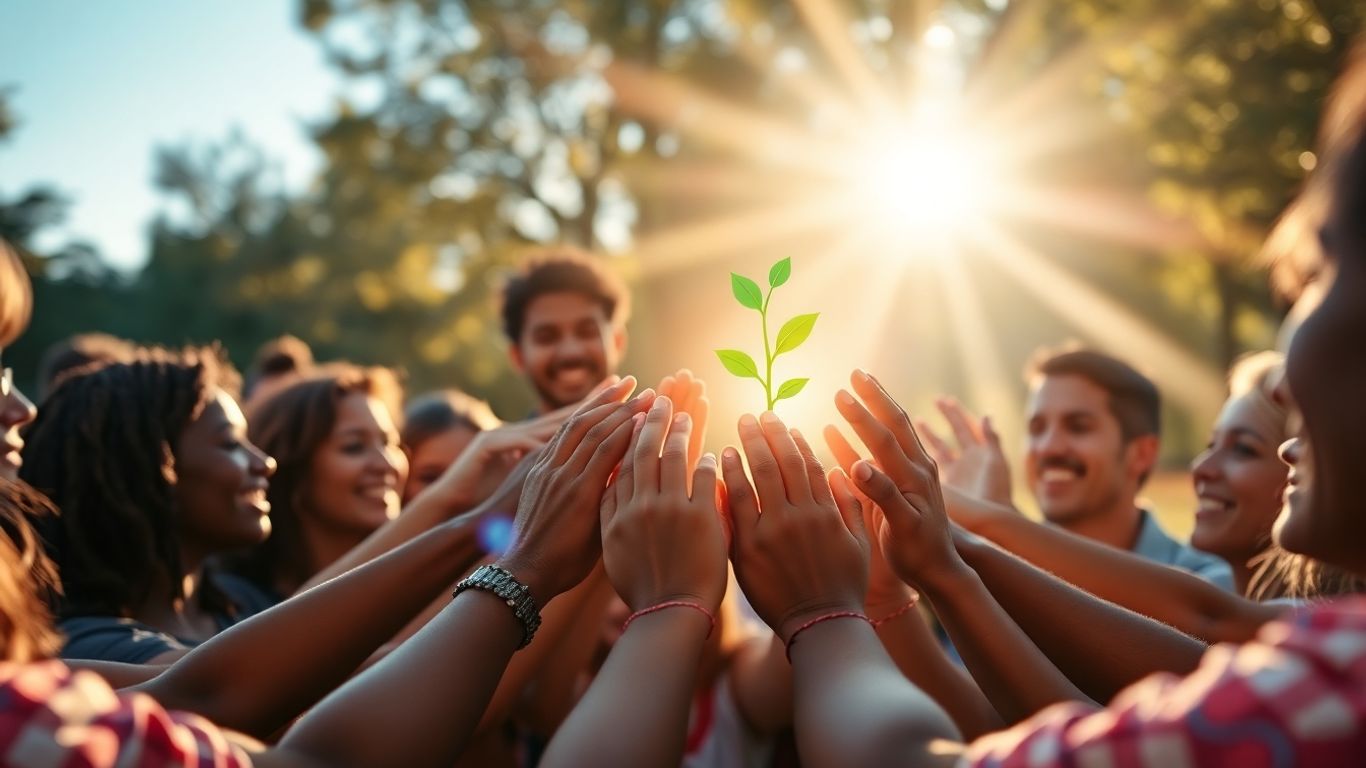 Menschen helfen sich gegenseitig bei einer Veranstaltung.
