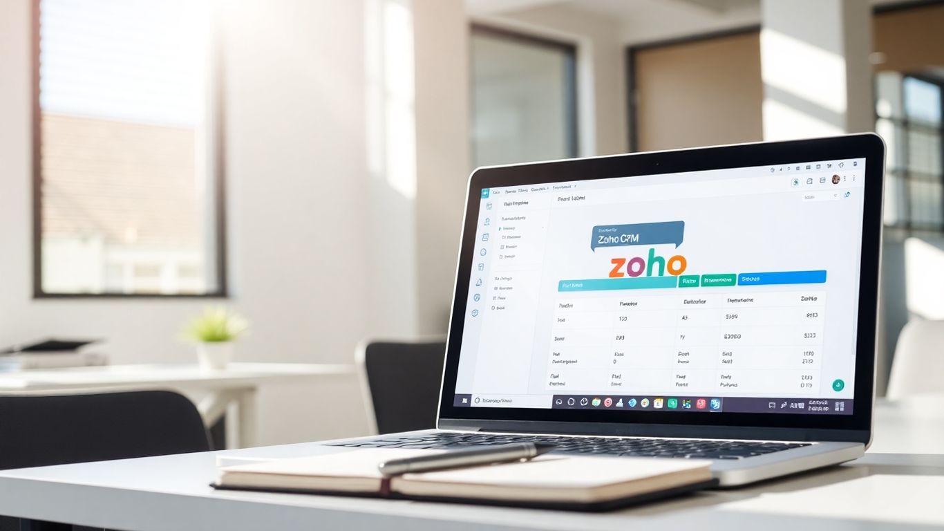 Zoho CRM price books interface on a laptop screen.