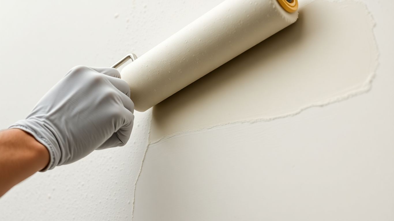 Painter prepping a wall for interior painting.