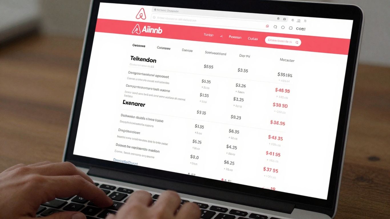 Airbnb setup regional cost on laptop screen