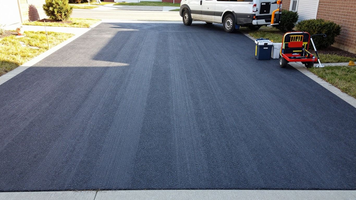 Empty driveway ready for repair services.
