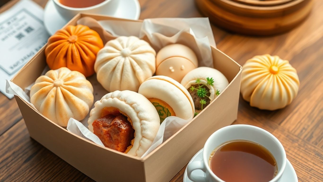 ซาลาเปาวราภรณ์ในกล่องพร้อมน้ำชา สำหรับงานประชุม