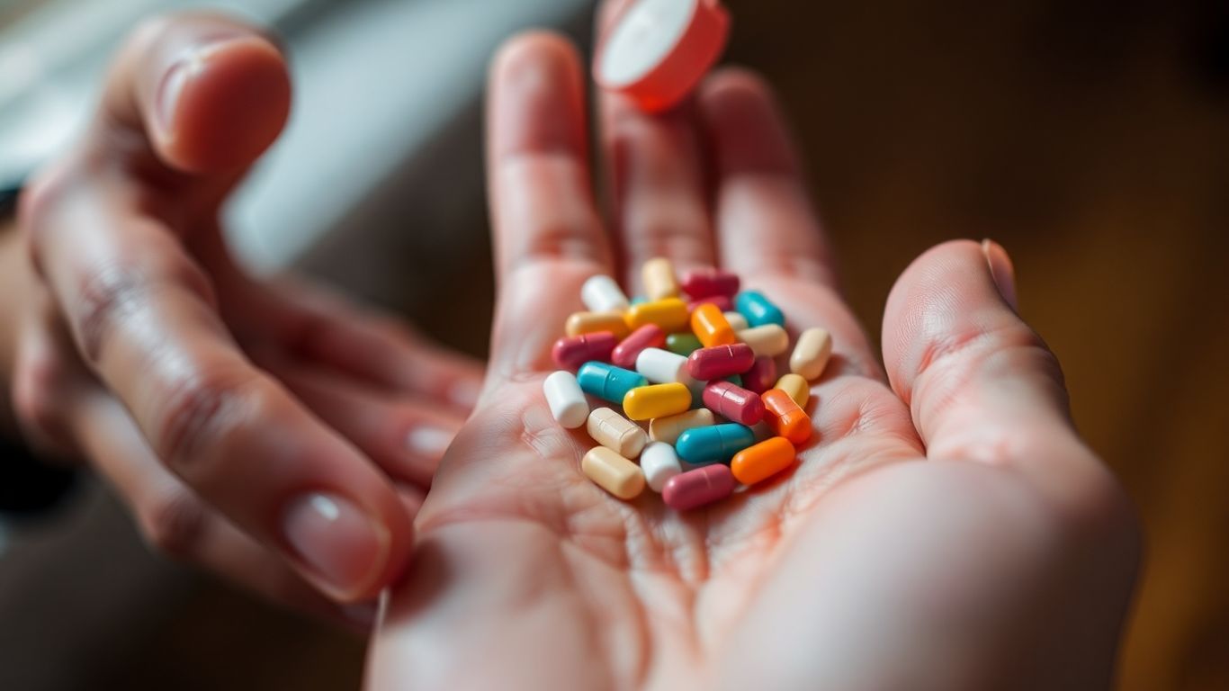 Hand taking antibiotic pills, illustrating overuse.