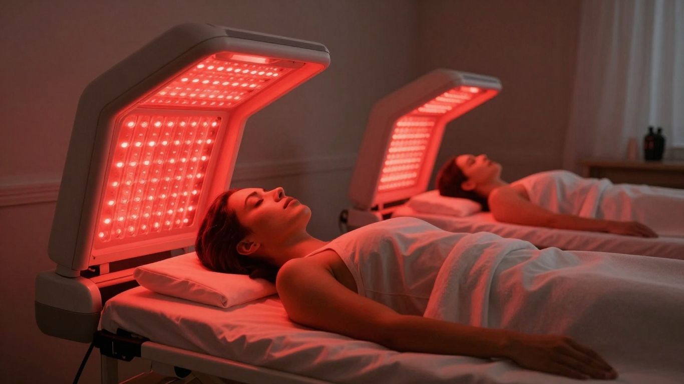 Red light therapy beds in a wellness center.