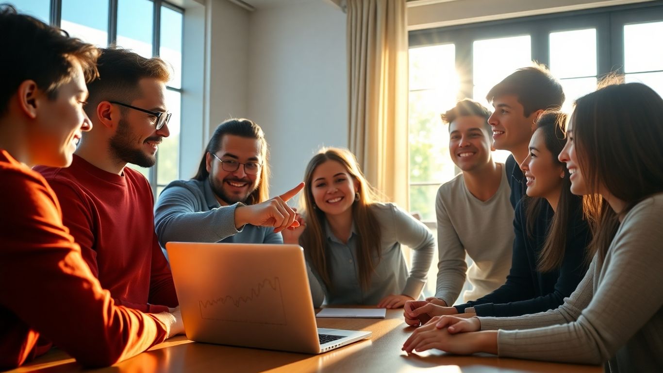 Beginners discussing investment accounts on a laptop.