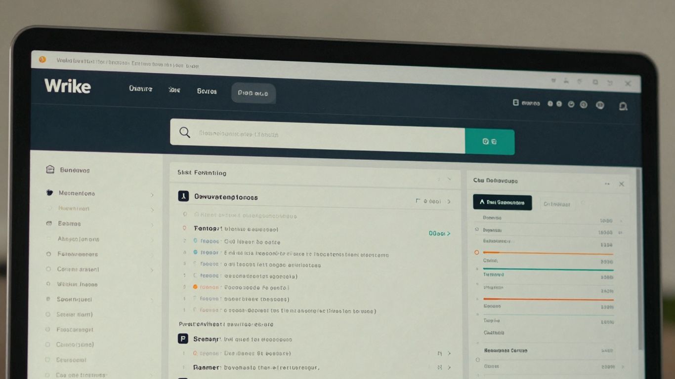 Interfaz de Wrike con tareas y cronogramas organizados.