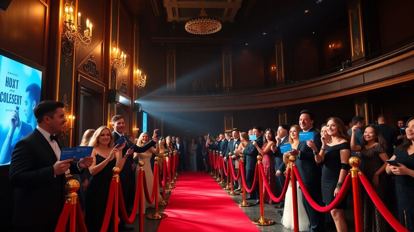 Cardholders entering exclusive concert event with American Express cards.