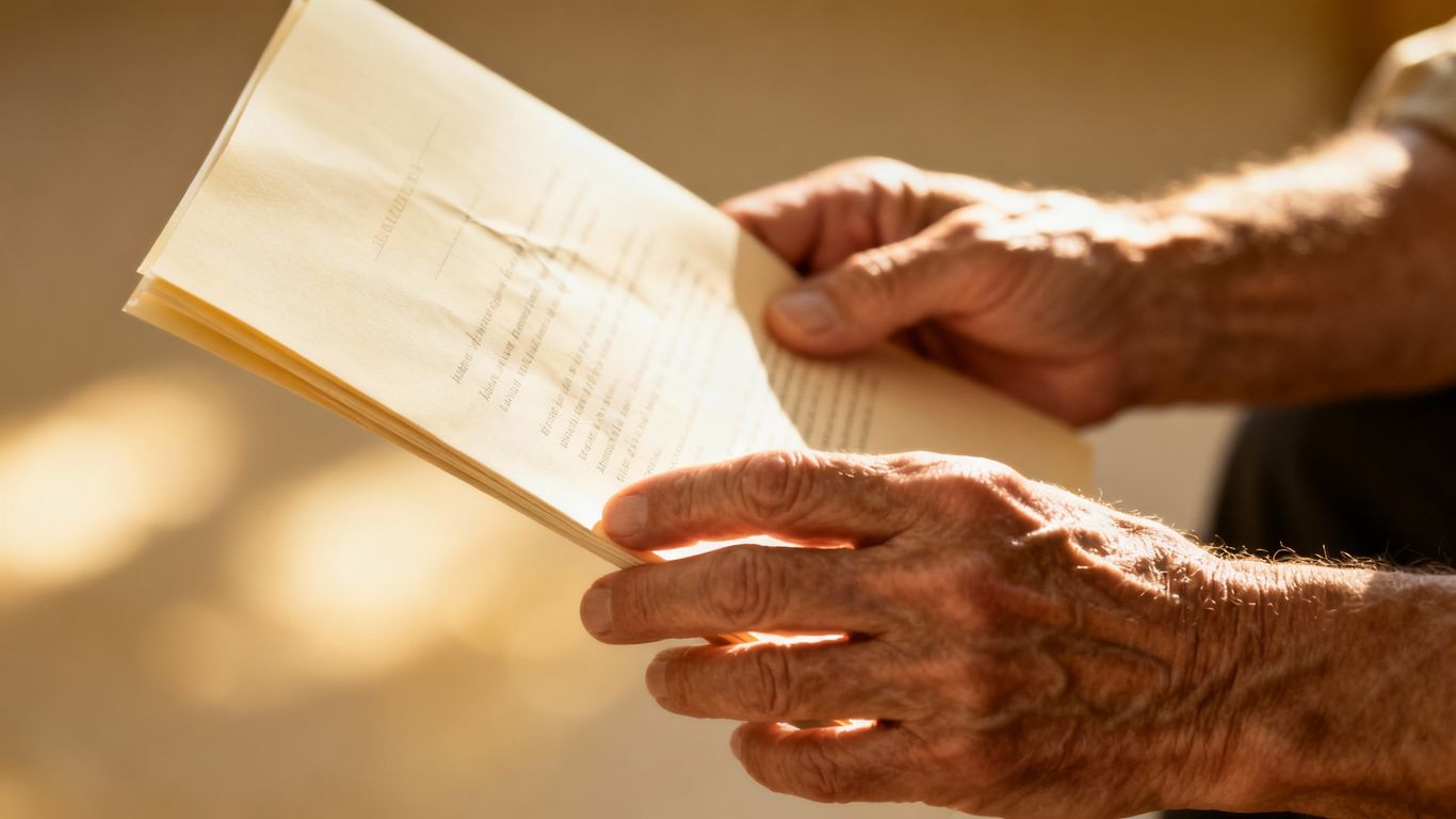 Hands holding a document about future care preferences.